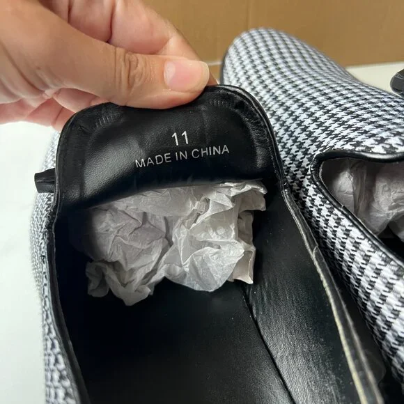 ASOS Houndstooth White Black Dress Loafers Size 11 - Picture 7 of 8